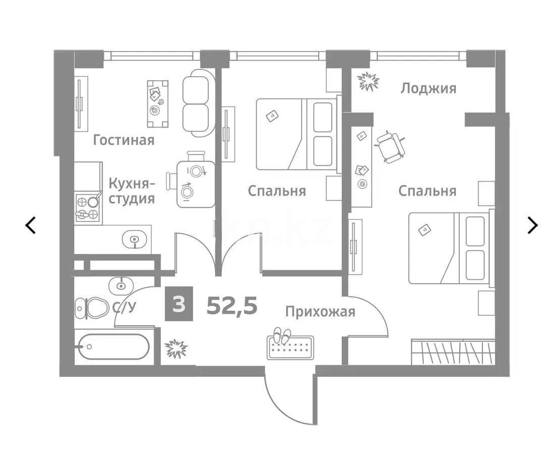 Продажа 3-комнатной квартиры, 52.5 м², ул. Бурундайская, дом  91а в Алматы