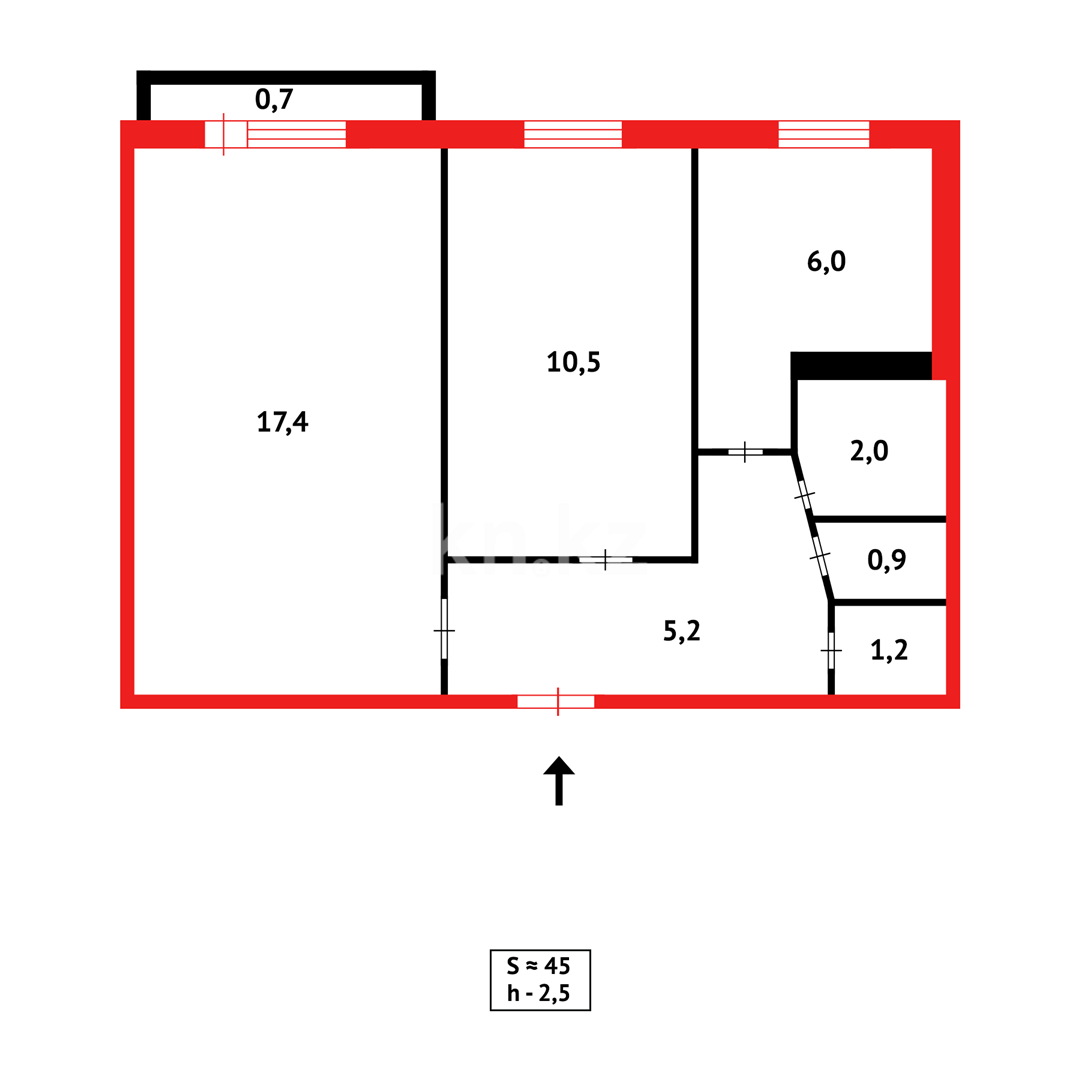 Продажа 2-комнатной квартиры, 45 м² в Караганде
