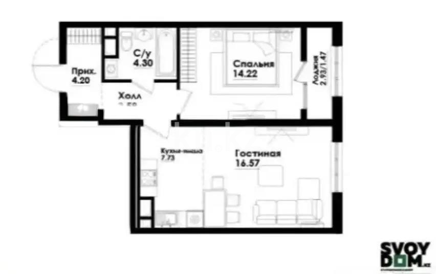 Продажа 2-комнатной квартиры, 52 м² в Алматы