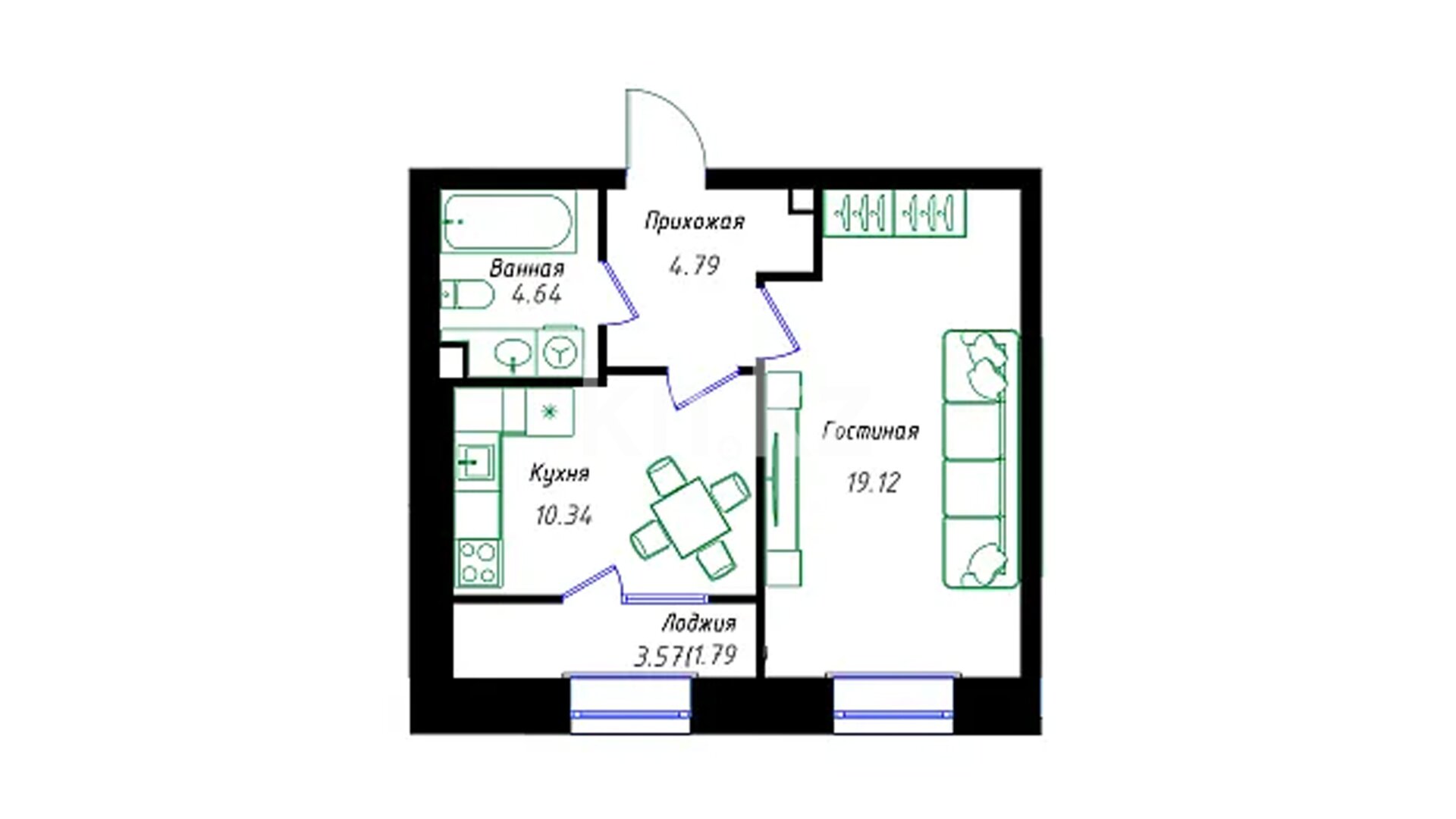 ЖК Asyl Meken, 1-комнатная, цена 21 560 400 ₸, 530 000 ₸&nbsp;/&nbsp;м²