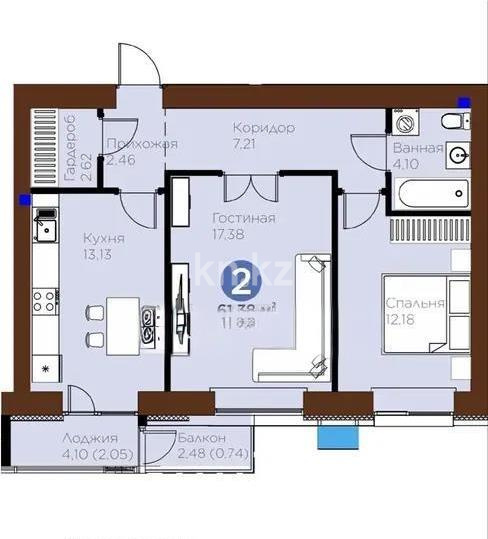 Продажа 2-комнатной квартиры, 62 м² в Астане