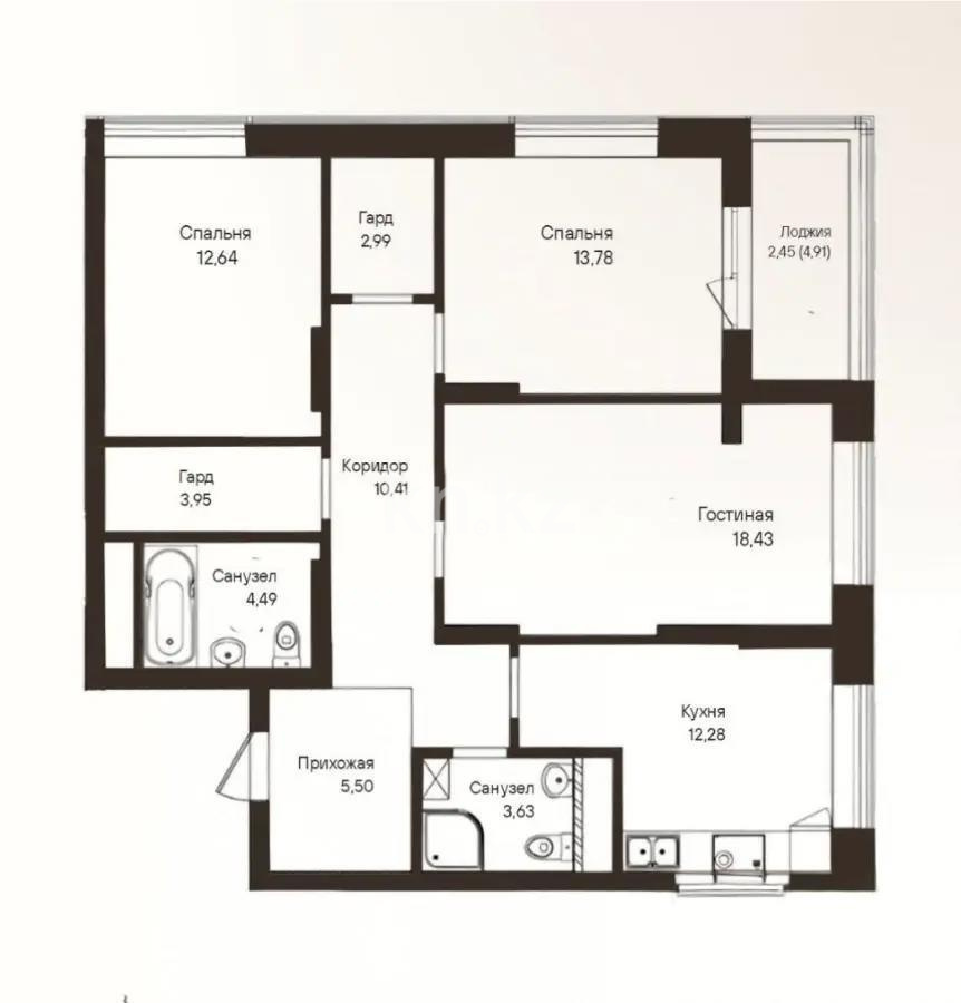 Продажа 3-комнатной квартиры, 93.3 м² в Астане
