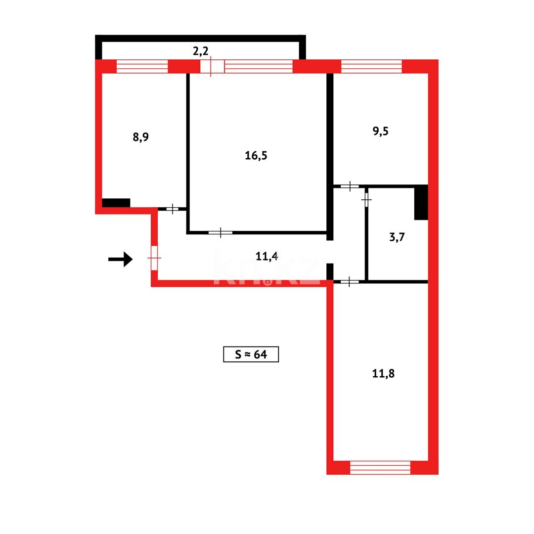 Продажа 3-комнатной квартиры, 65 м² в Караганде - фото 11