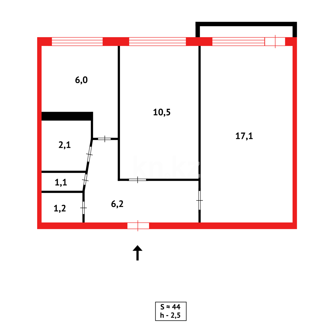 Продажа 2-комнатной квартиры, 44 м² в Караганде - фото 3