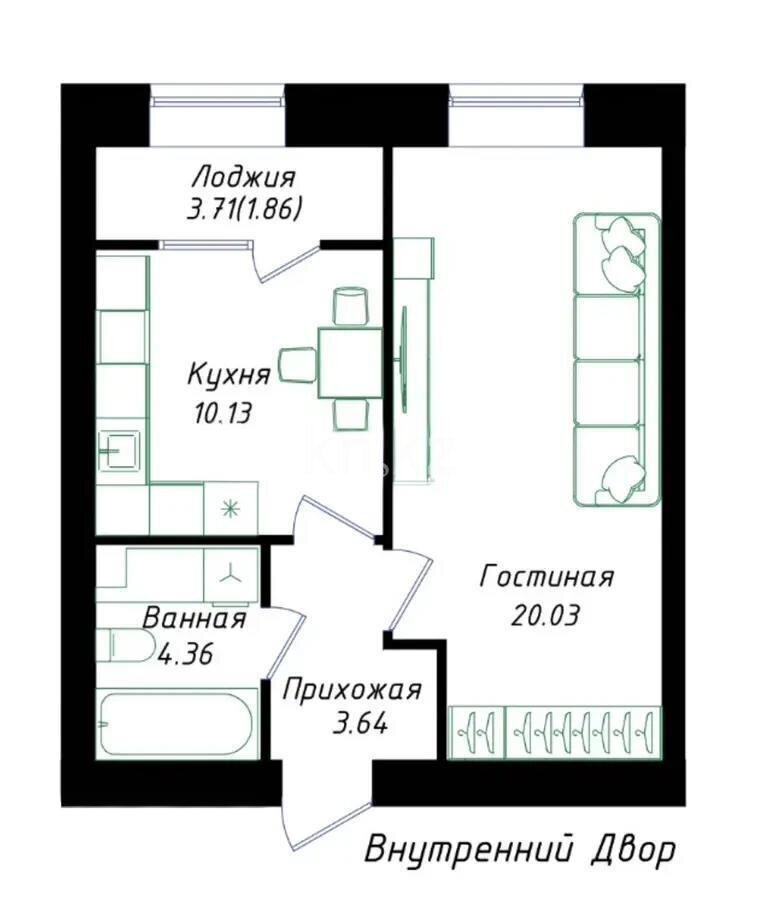 Продажа 1-комнатной квартиры, 40 м² в Астане
