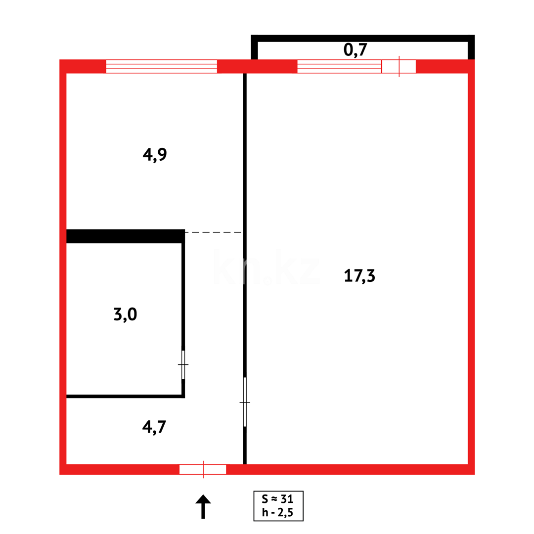 Продажа 1-комнатной квартиры, 30 м², мкр-н 16 в Караганде - фото 8