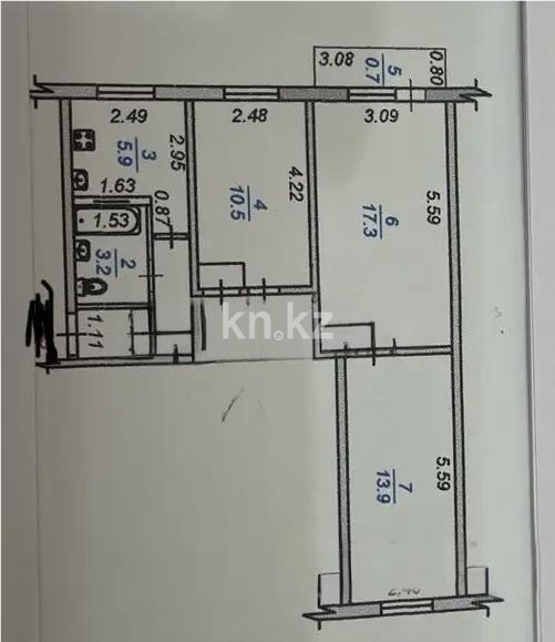 Продажа 3-комнатной квартиры, 58.9 м² в Алматы - фото 7