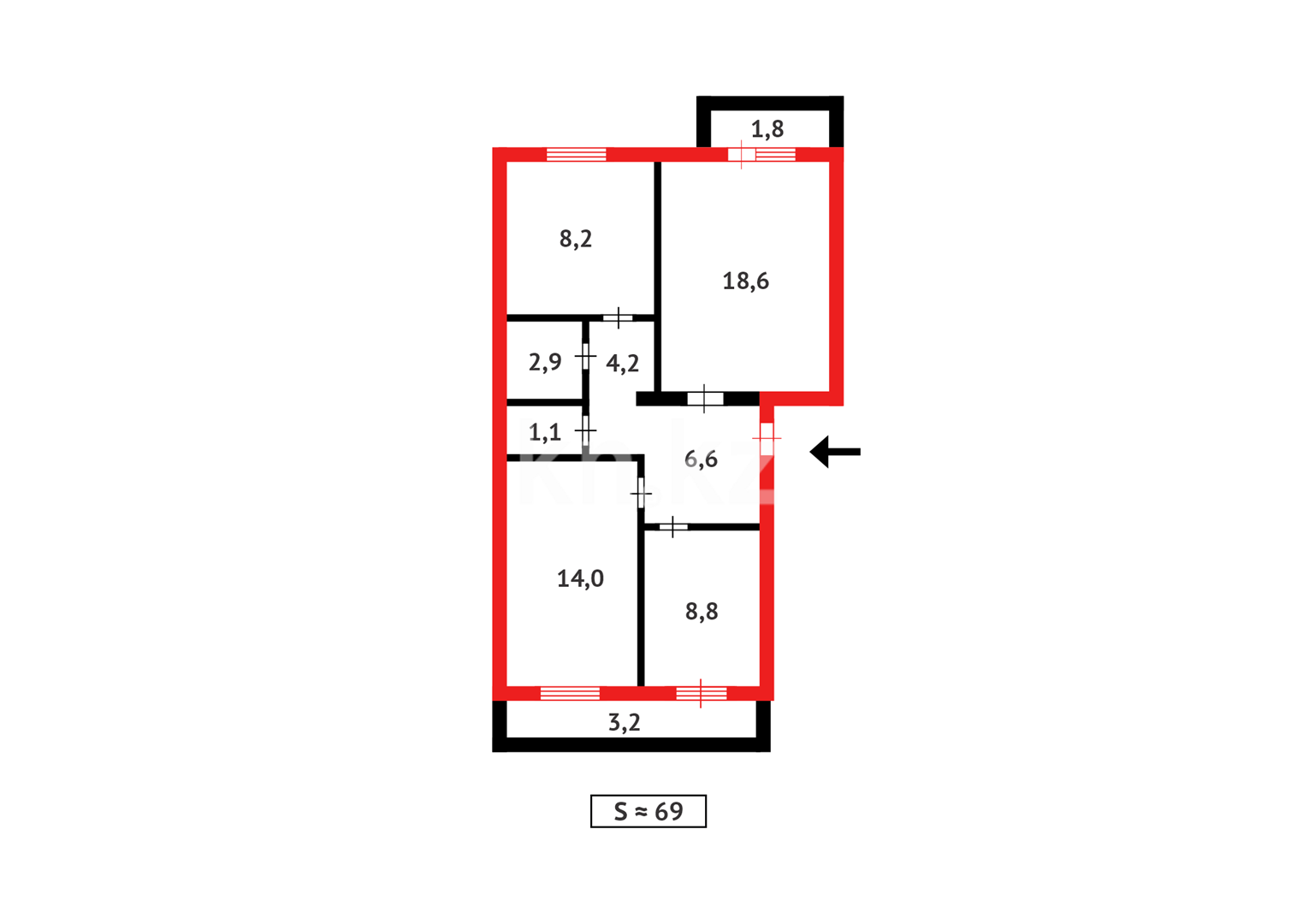 Продажа 3-комнатной квартиры, 69 м² в Темиртау - фото 11
