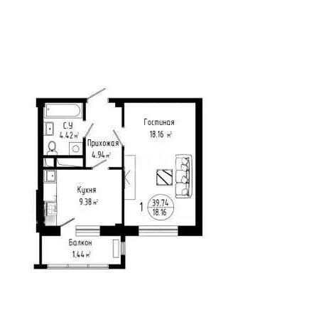 Продажа 1-комнатной квартиры, 40 м² в Астане
