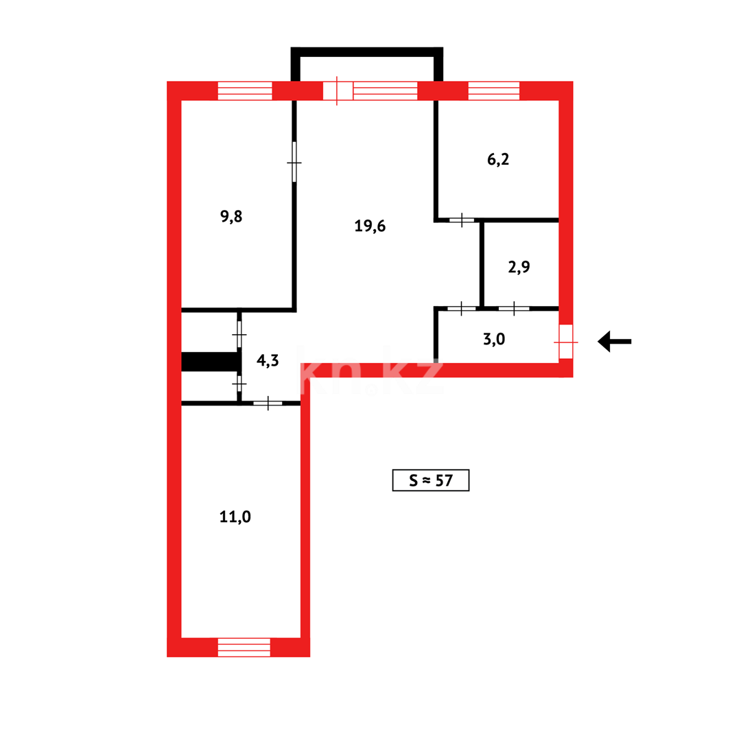 Продажа 3-комнатной квартиры, 57 м², пр. Республики в Темиртау - фото 11
