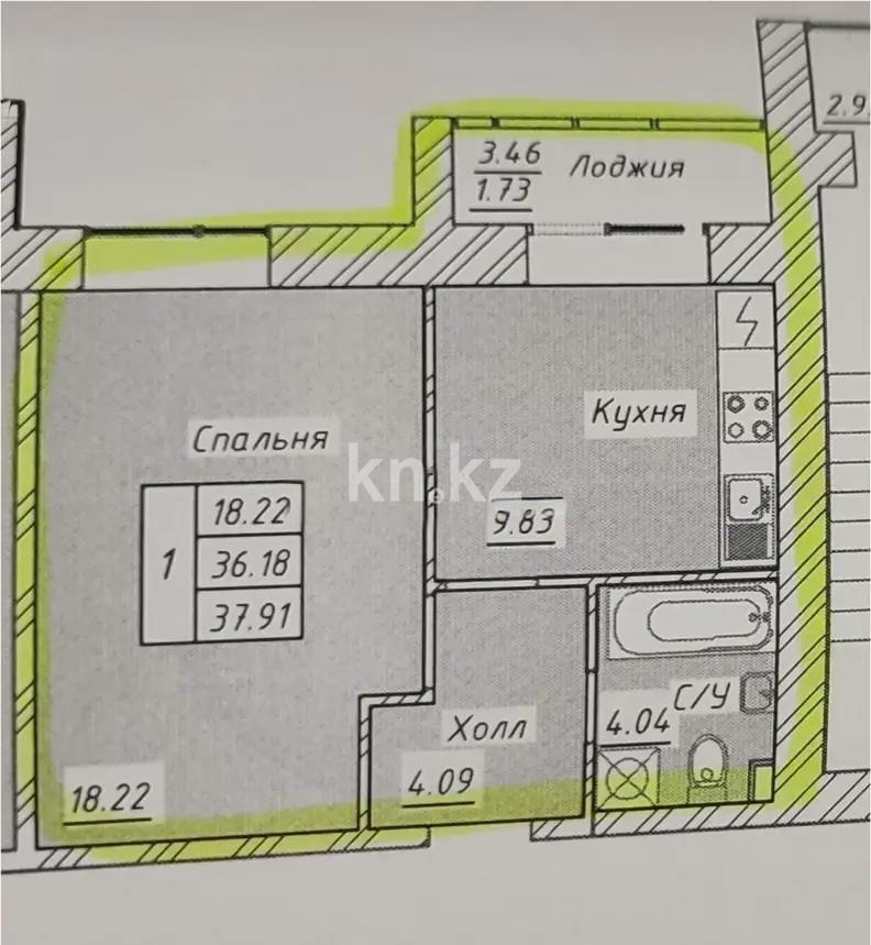 Продажа 1-комнатной квартиры, 37.91 м² в Астане - фото 3