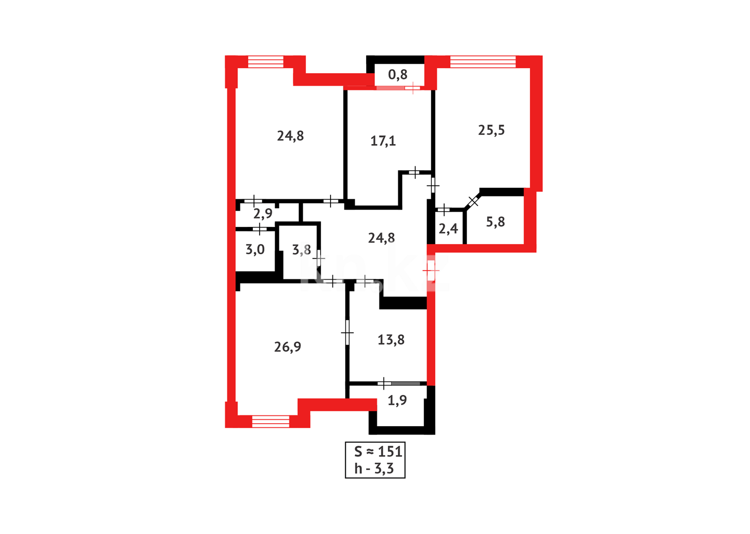 Продажа 4-комнатной квартиры, 151 м², пр. Кабанбай батыра в Астане - фото 12