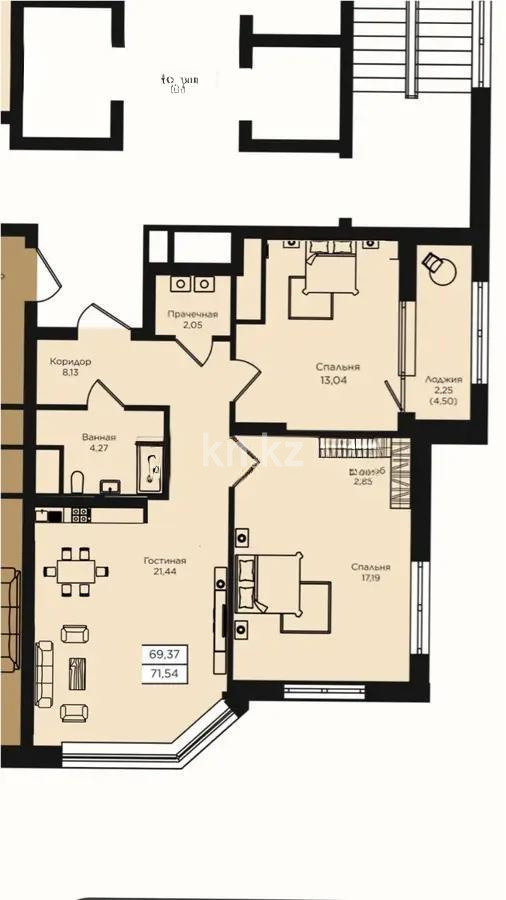 Продажа 3-комнатной квартиры, 71.54 м² в Астане - фото 4