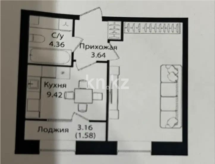 Продажа 1-комнатной квартиры, 39 м², ул. Е-15, дом  16 в Астане