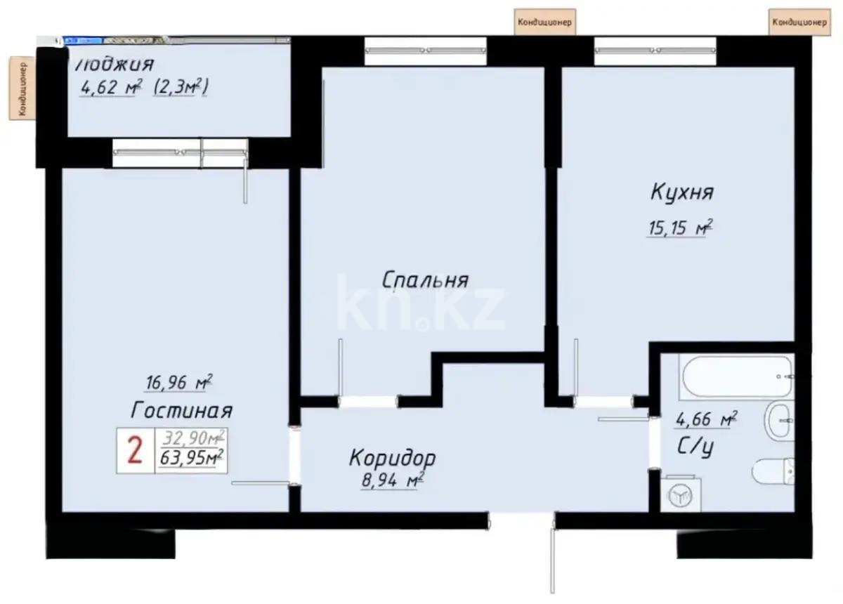 Продажа 2-комнатной квартиры, 64 м², ул. Айтматова, дом  57 стр в Астане