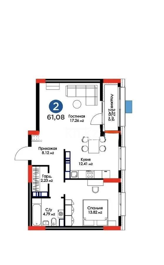 Продажа 2-комнатной квартиры, 60.3 м² в Астане - фото 5