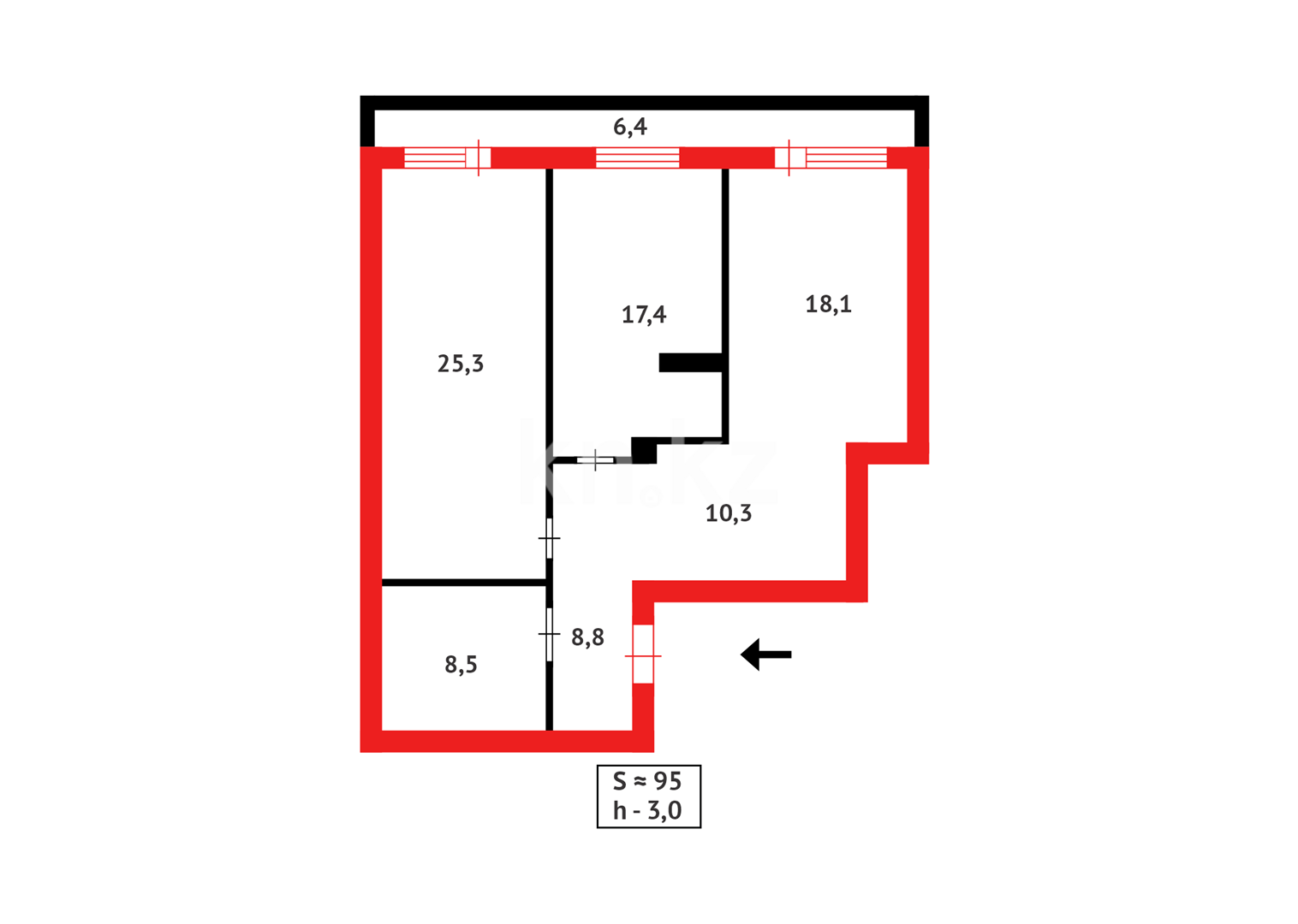 Продажа 3-комнатной квартиры, 95.3 м² в Астане - фото 14