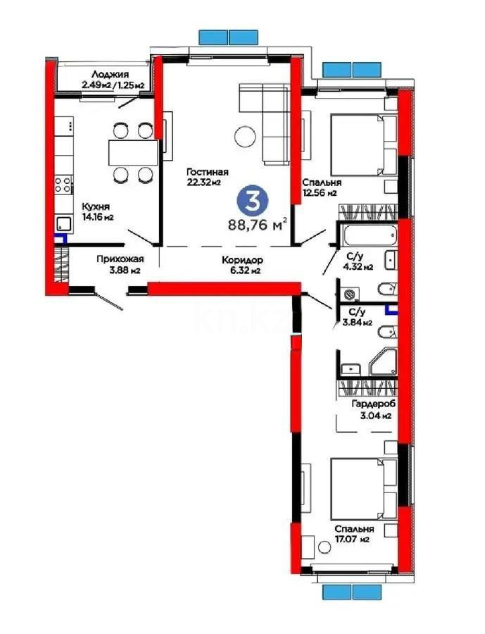 Продажа 3-комнатной квартиры, 89 м² в Алматы - фото 2