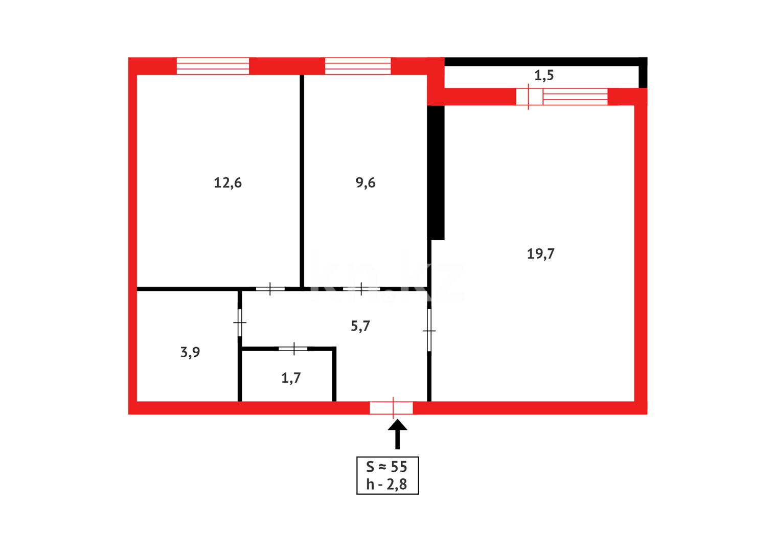 Продажа 2-комнатной квартиры, 55 м², пр. Момышулы в Астане - фото 14