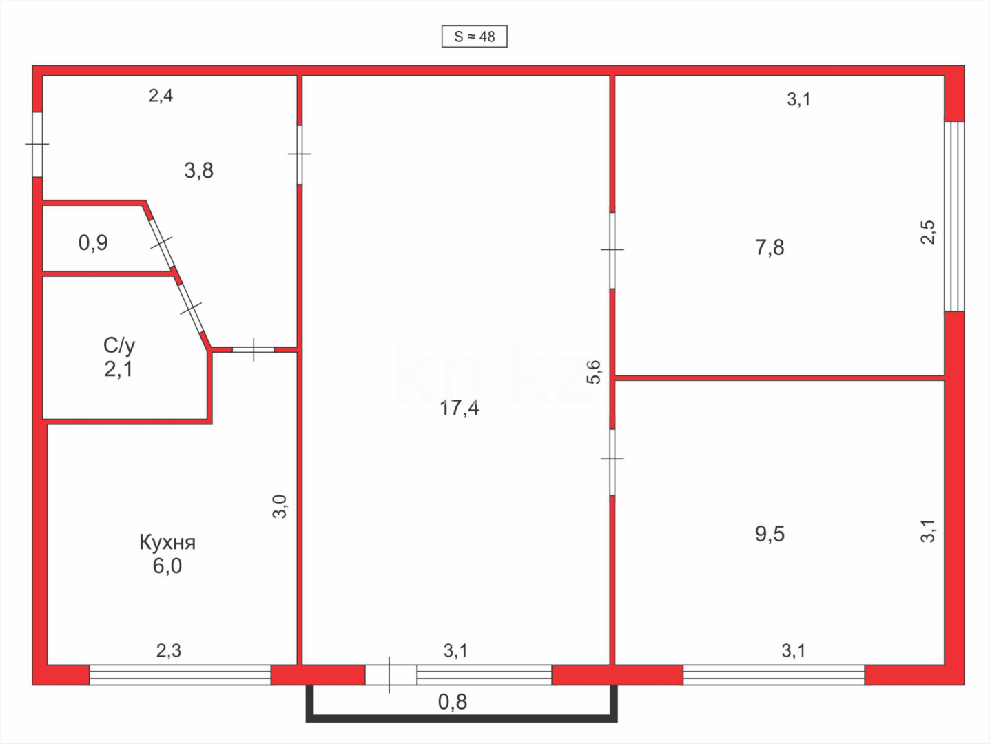 Продажа 3-комнатной квартиры, 48 м², мкр-н 17 в Караганде - фото 8