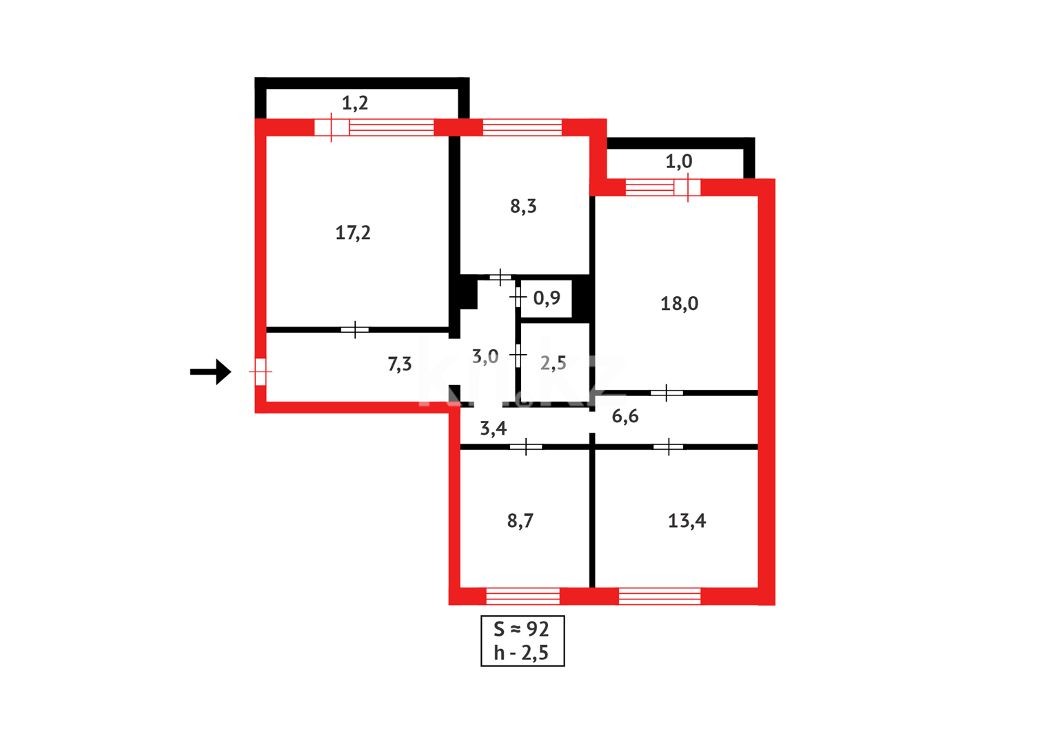 Продажа 4-комнатной квартиры, 91 м², мкр. Голубые Пруды в Караганде - фото 28