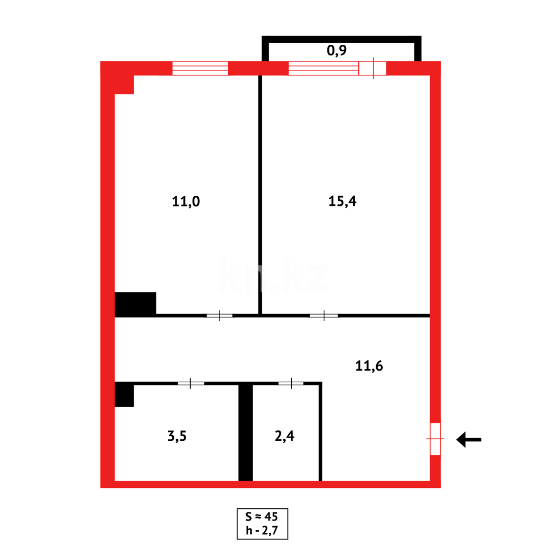 Продажа 1-комнатной квартиры, 44.8 м², пр. Кошкарбаева в Астане - фото 6