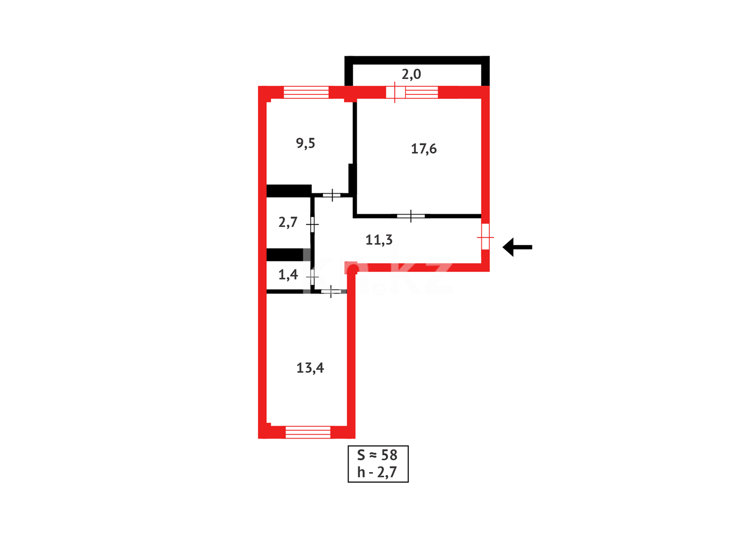 Продажа 2-комнатной квартиры, 57.9 м² в Астане - фото 11