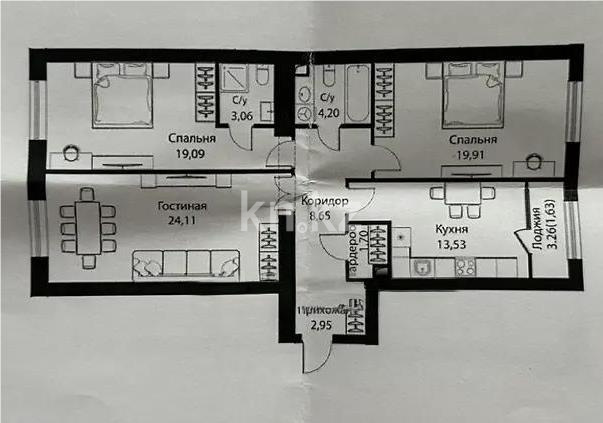 Продажа 3-комнатной квартиры, 98.92 м², ул. Жошы хана, дом  12/3 в Астане - фото 2