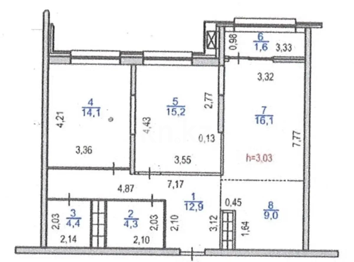 Продажа 3-комнатной квартиры, 77.6 м², ул. Розыбакиева, дом  197/2 в Алматы