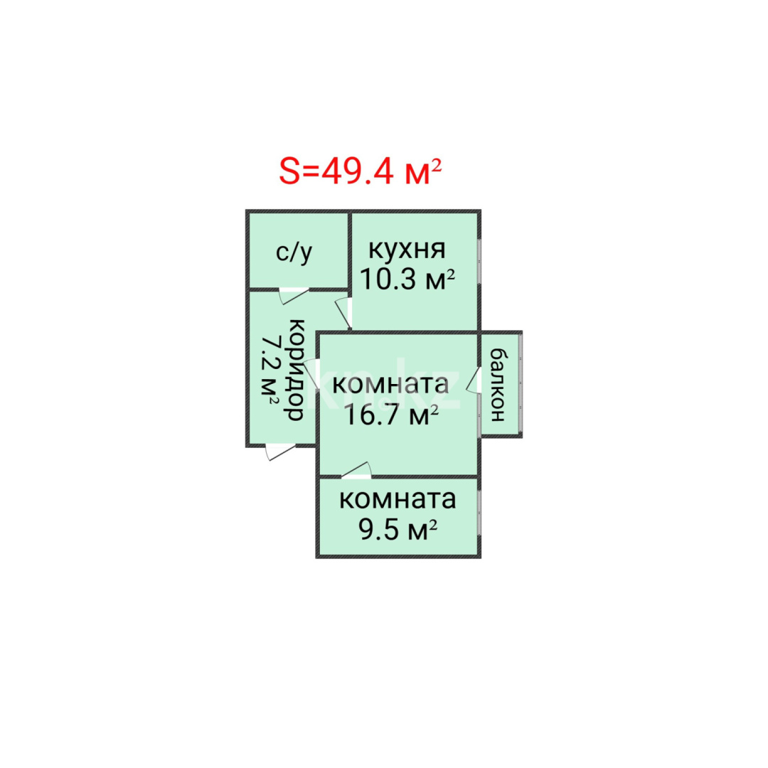 Продажа 2-комнатной квартиры, 49.4 м² в Костанае - фото 2
