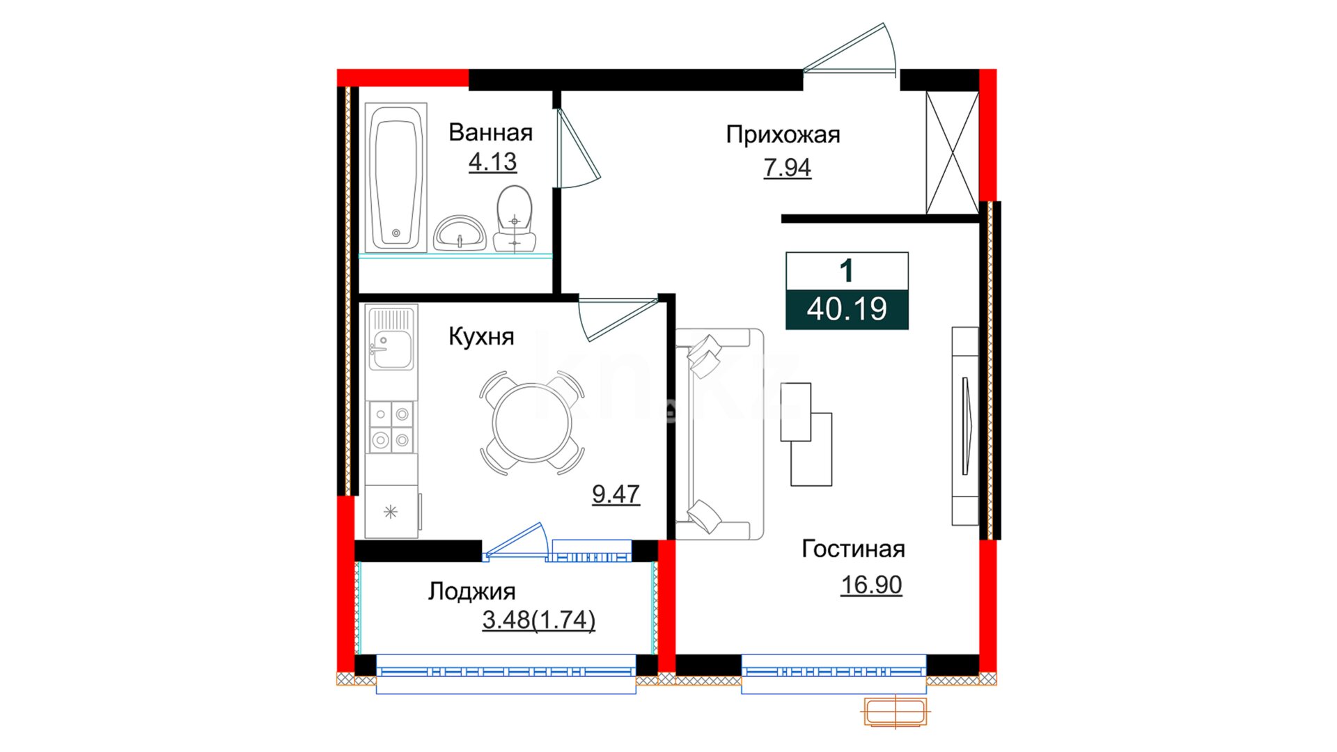 ЖК Shakarim Avenue, 1-комнатная, цена 22 012 063 ₸, 547 700 ₸&nbsp;/&nbsp;м²