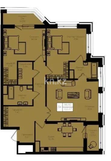 Продажа 3-комнатной квартиры, 102 м², пр. Кошкарбаева, дом  1 стр в Астане