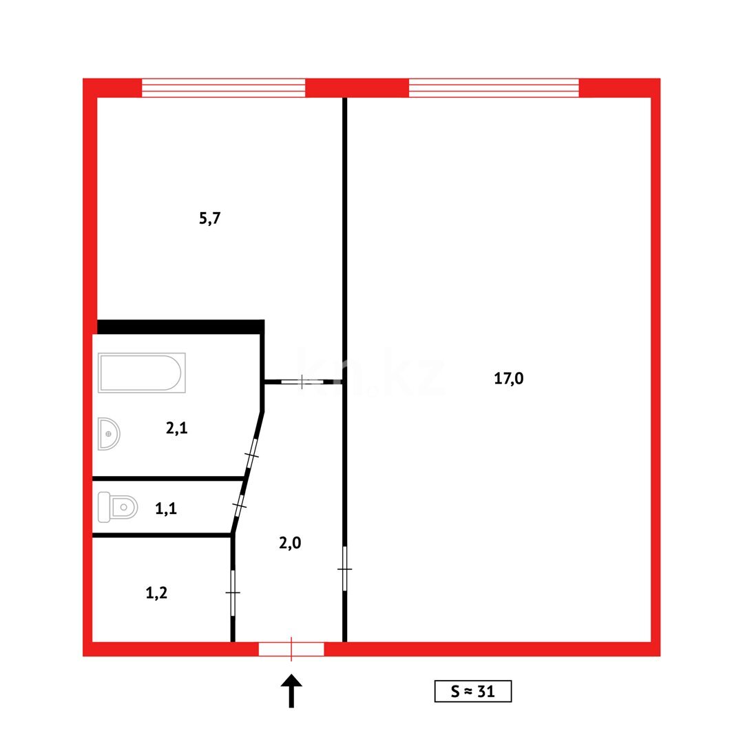 Продажа 1-комнатной квартиры, 32 м² в Караганде - фото 9