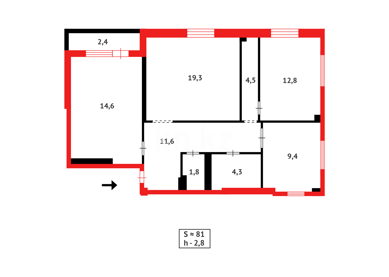 Продажа 3-комнатной квартиры, 80 м², ул. Валиханова в Астане - фото 8