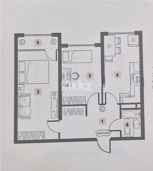 Продажа 2-комнатной квартиры, 64.4 м² в Алматы