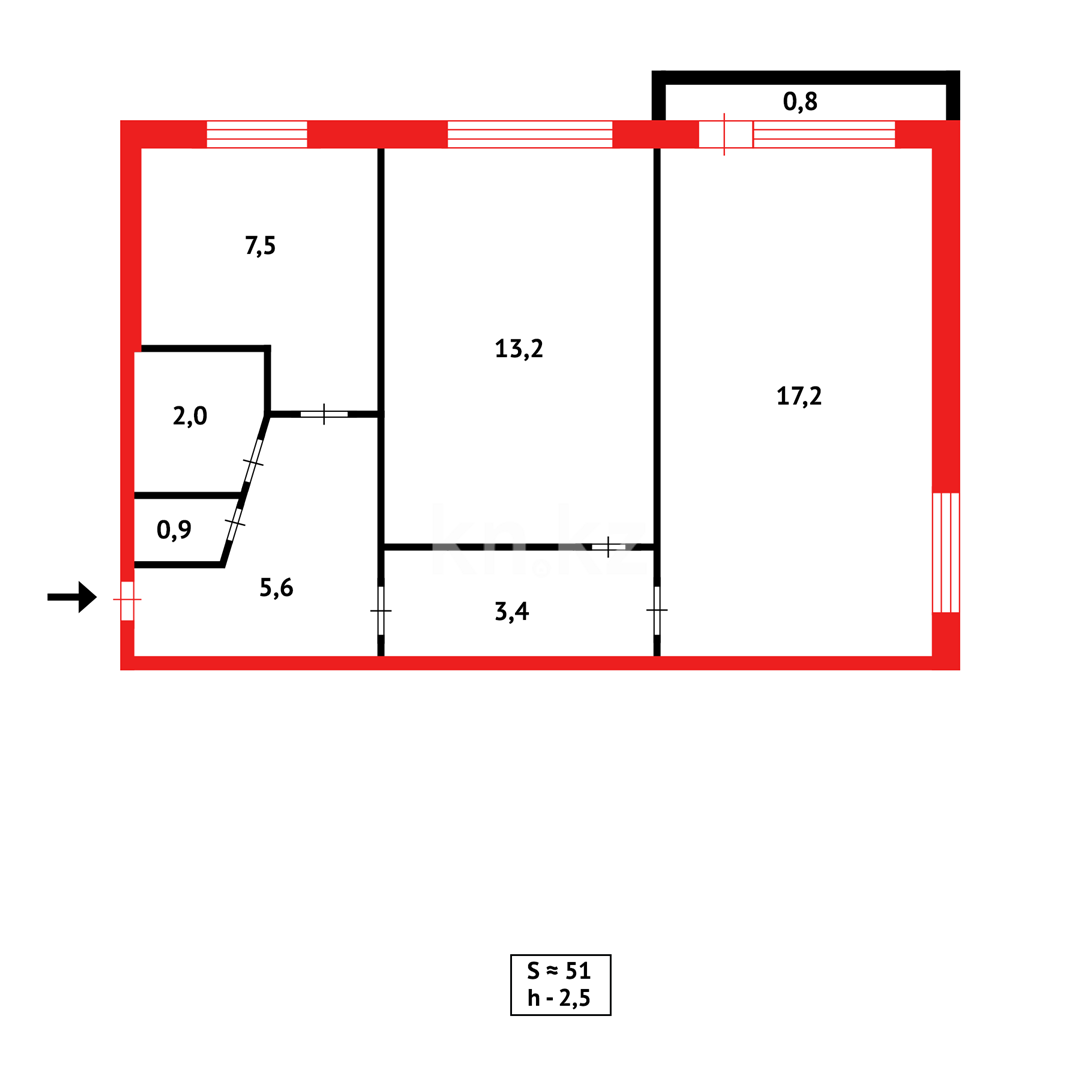 Продажа 2-комнатной квартиры, 50 м² в Караганде - фото 14