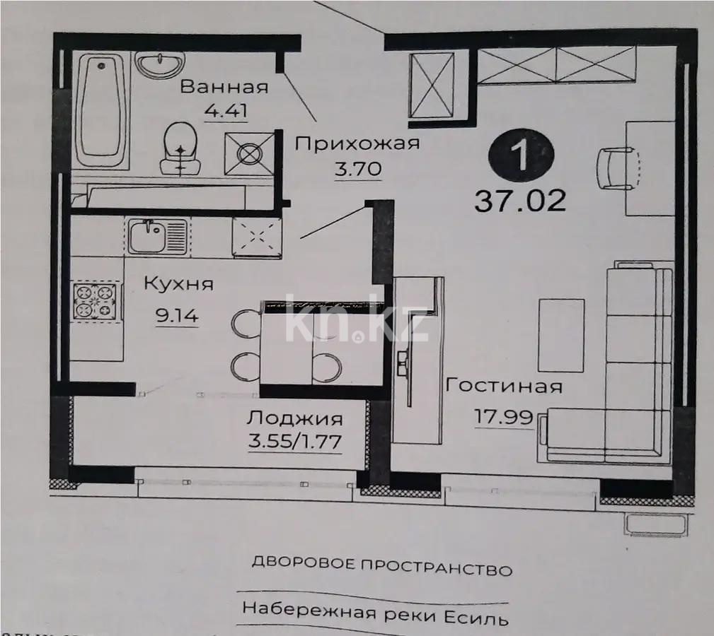 Продажа 1-комнатной квартиры, 37 м², ул. Серкебаева, дом  22 в Астане
