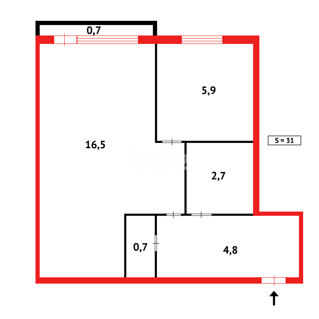 Продажа 1-комнатной квартиры, 33 м², 12 мкр., дом  29 в Караганде - фото 6
