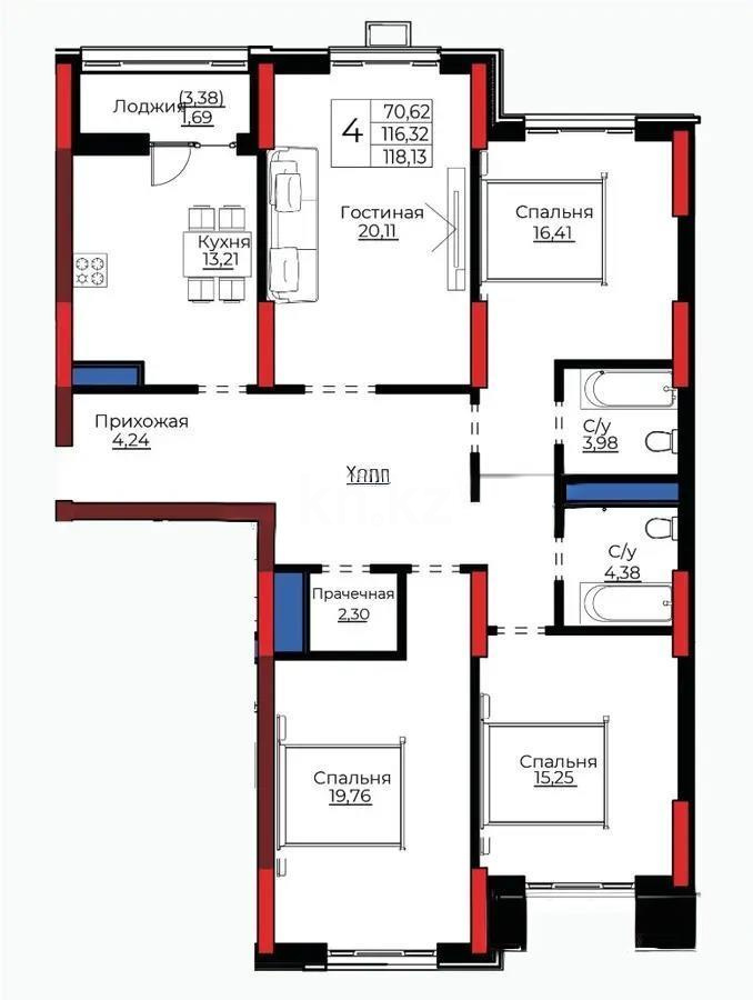 Продажа 4-комнатной квартиры, 118 м² в Астане