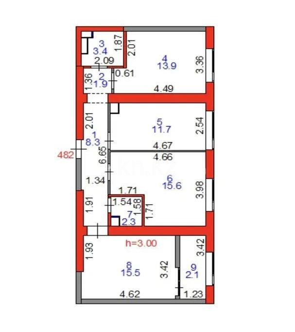 Продажа 3-комнатной квартиры, 76 м² в Астане