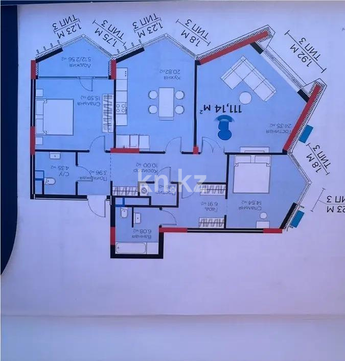 Продажа 3-комнатной квартиры, 112 м², ул. Рыскулова, дом  18 в Астане