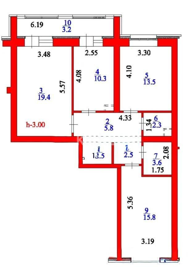 Продажа 3-комнатной квартиры, 80 м², пр. Кабанбай батыра, дом  57/2 в Астане