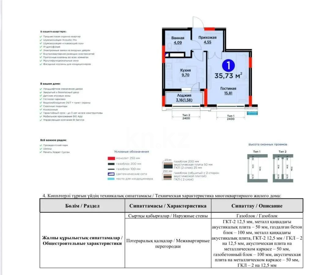 Продажа 1-комнатной квартиры, 36 м² в Астане