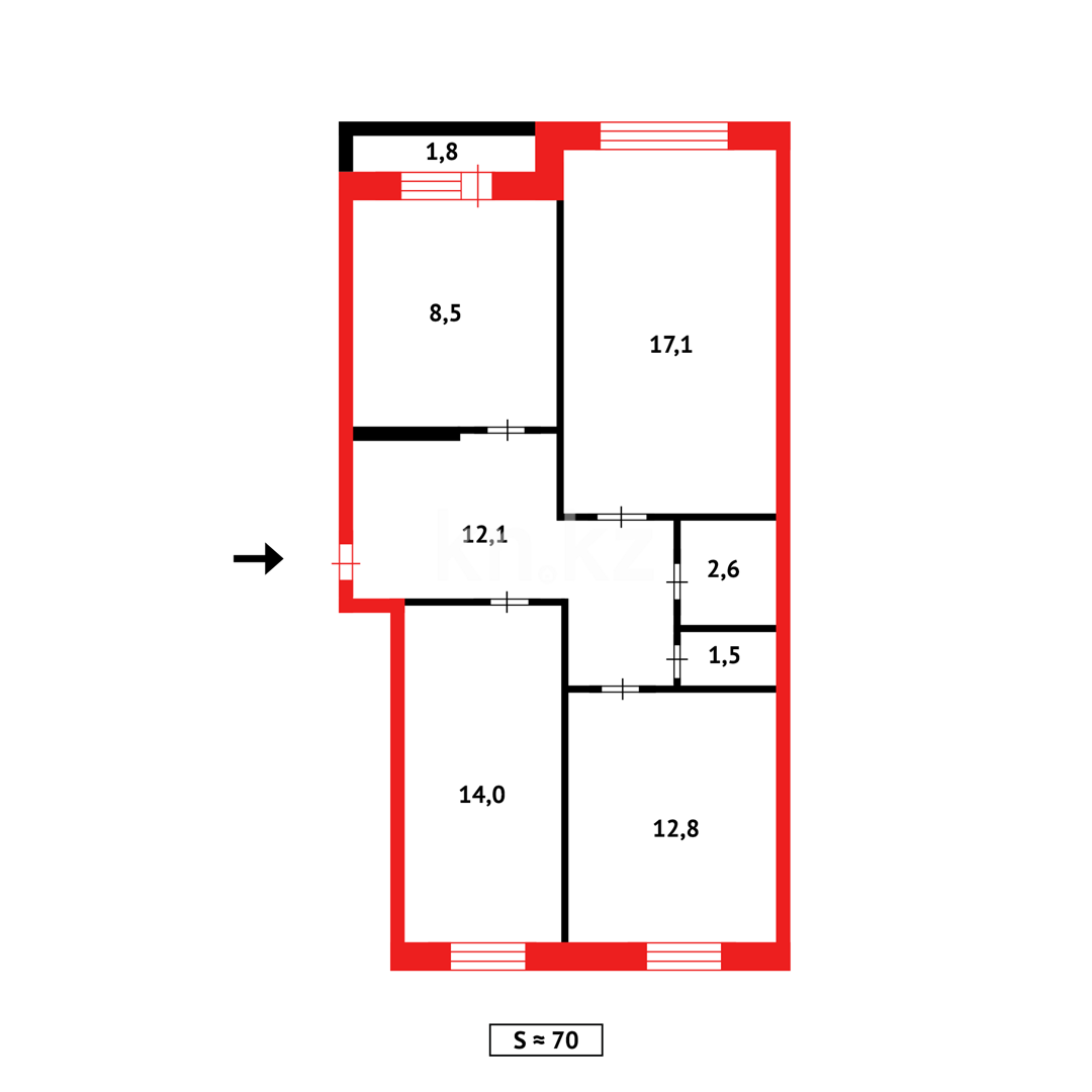 Продажа 3-комнатной квартиры, 69 м² в Темиртау - фото 6