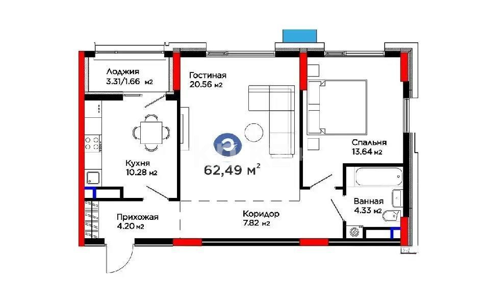 Продажа 2-комнатной квартиры, 62.49 м², ул. Е-899, дом  7 стр в Астане