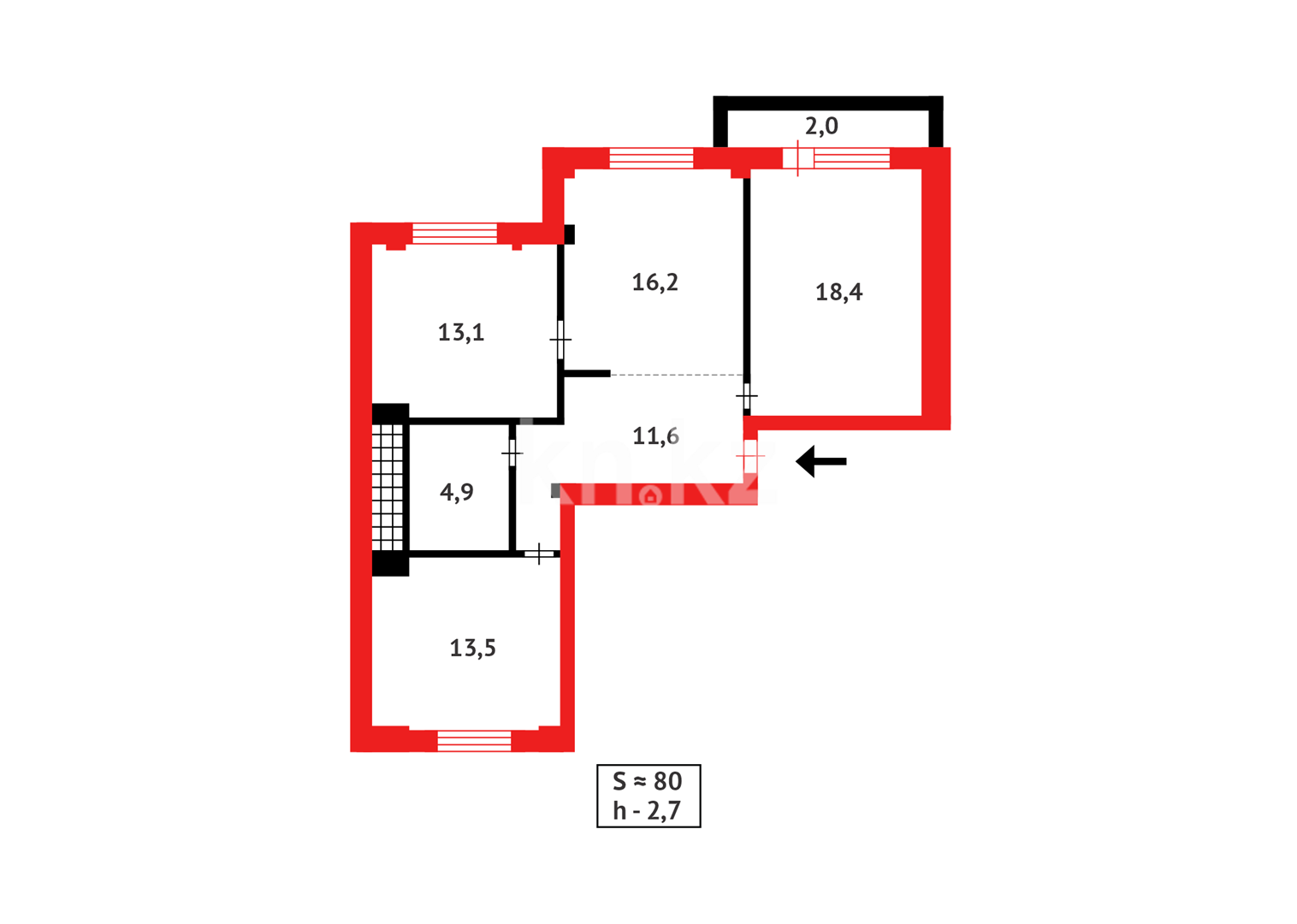 Продажа 3-комнатной квартиры, 81 м² в Караганде - фото 12