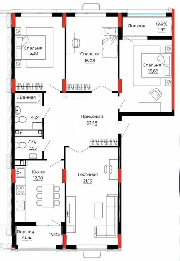 Продажа 4-комнатной квартиры, 109 м² в Астане - фото 6