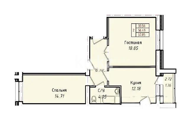 Продажа 2-комнатной квартиры, 57.85 м² в Астане - фото 3
