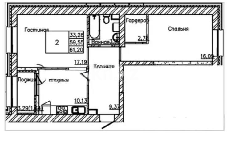 Продажа 2-комнатной квартиры, 61.2 м², ул. Сыганак, дом  12 стр в Астане