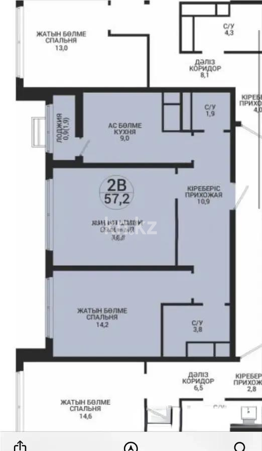 Продажа 2-комнатной квартиры, 60 м² в Астане
